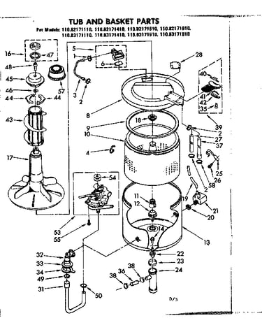Tub and basket parts