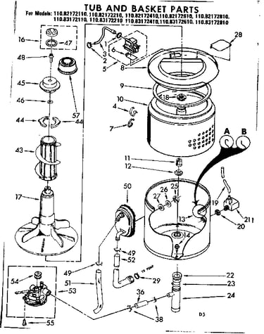 Tub and basket parts