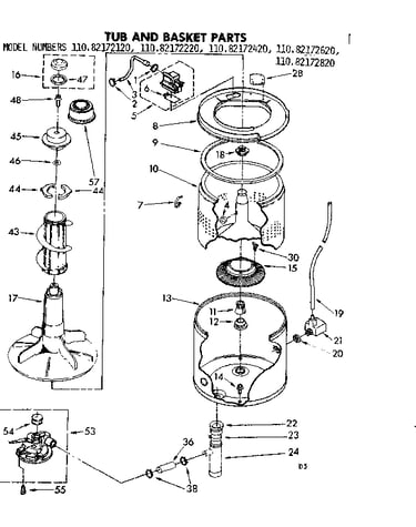 Tub and basket parts