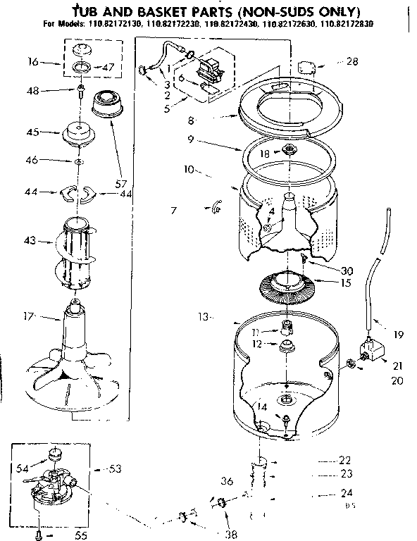 TUB AND BASKET PARTS NON-SUDS ONLY
