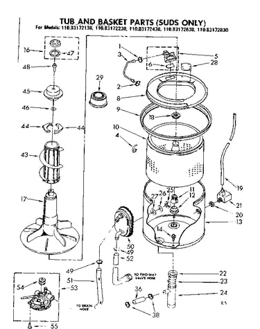 Tub and basket parts suds only