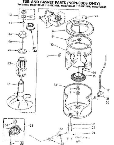 Tub and basket parts non-suds only