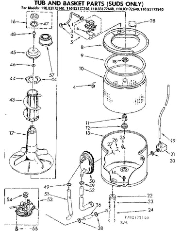 Tub and basket parts suds only
