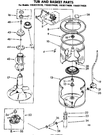 Tub and basket parts