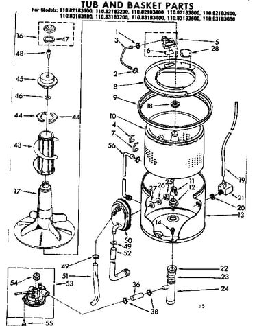 Tub and basket parts