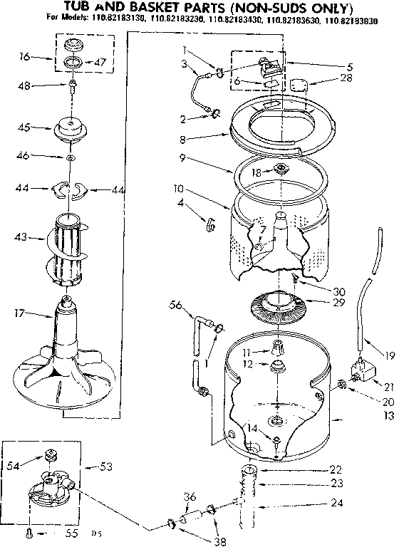 TUB AND BASKET PARTS NON-SUDS ONLY