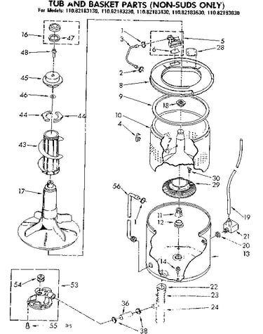 Tub and basket parts non-suds only