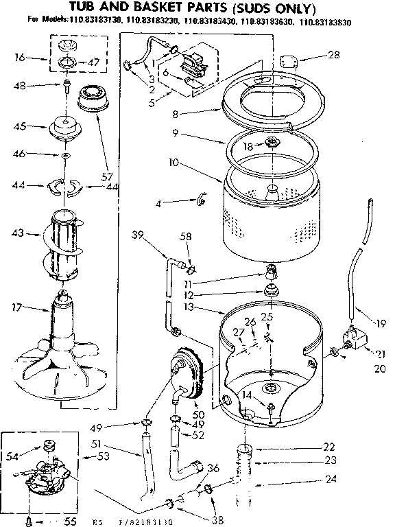 TUB AND BASKET PARTS SUDS ONLY