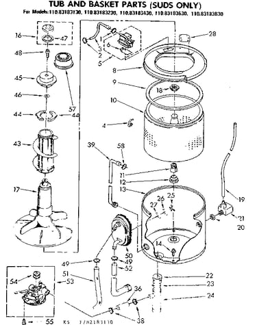 Tub and basket parts suds only