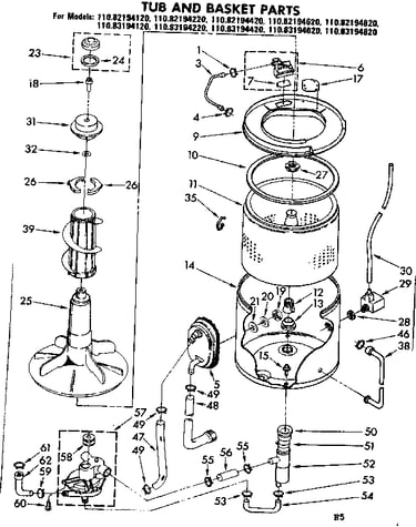 Tub and basket parts