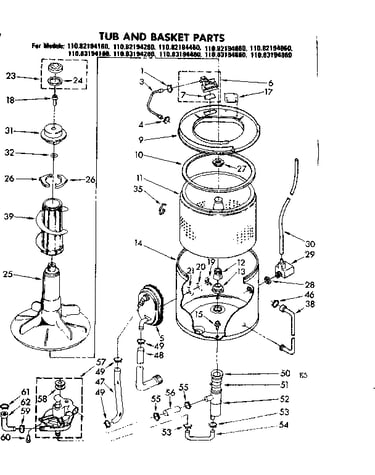 Tub and basket parts