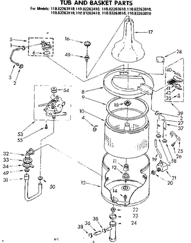 Tub and basket parts non-suds only