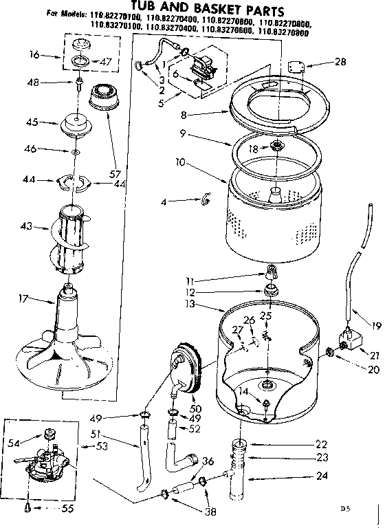 Tub and basket parts