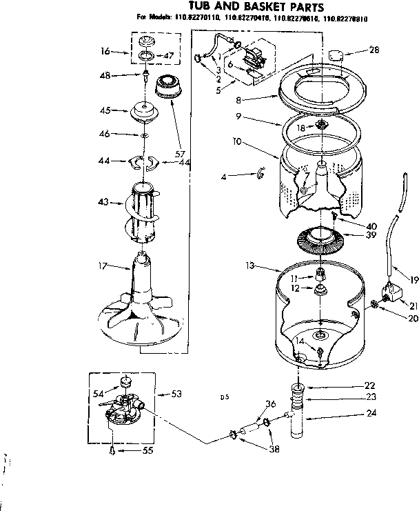 Tub and basket parts