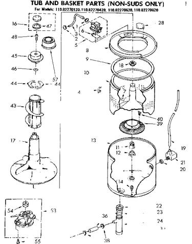 Tub and basket parts non-suds only