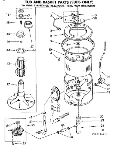 Tub and basket parts suds only