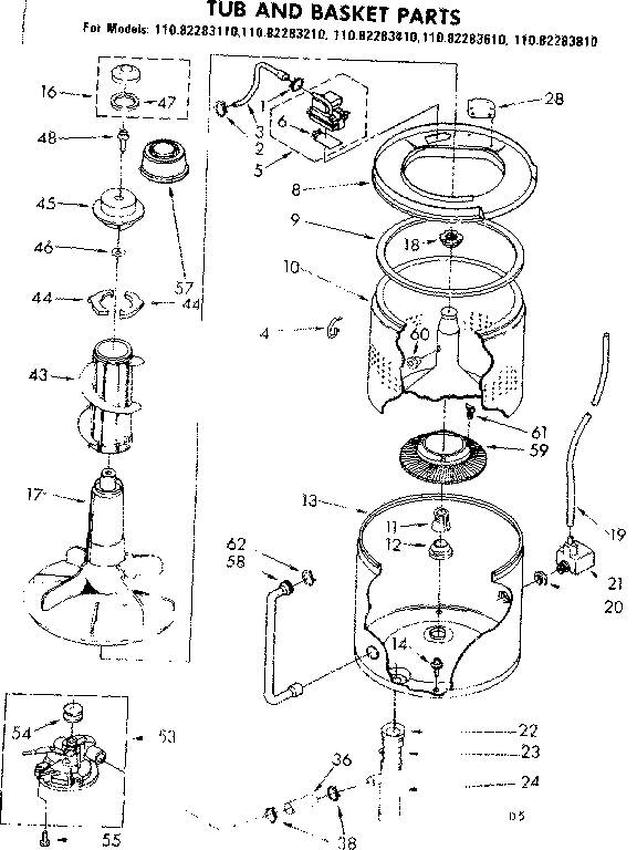 Tub and basket parts