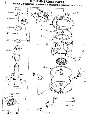 Tub and basket parts