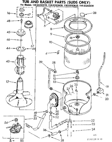 Tub and basket parts suds only