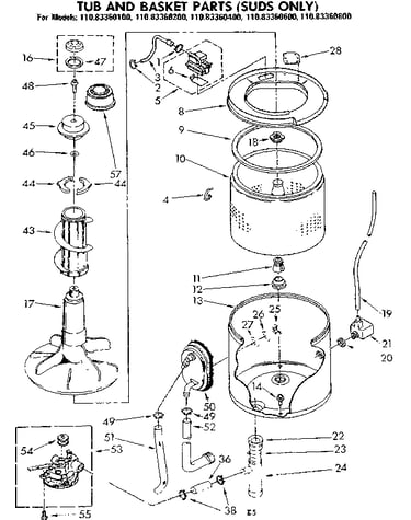 Tub and basket parts suds only