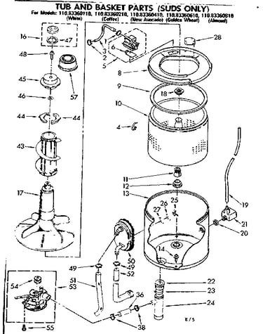 Tub and basket parts suds only