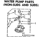 Kenmore 11082371600 water pump parts non-suds and suds diagram