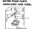 Kenmore 11082371410 water pump parts non-suds and suds diagram