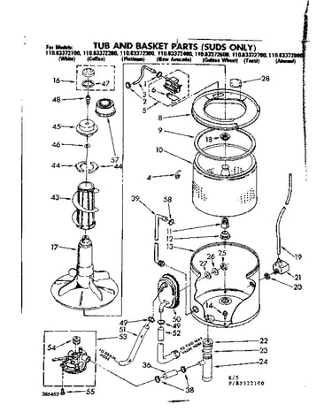 Tub and basket parts suds only