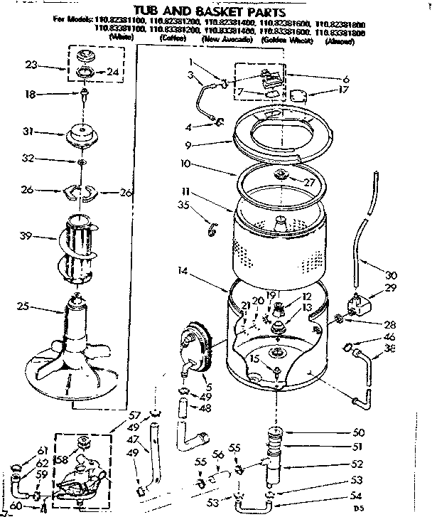 Tub and basket parts
