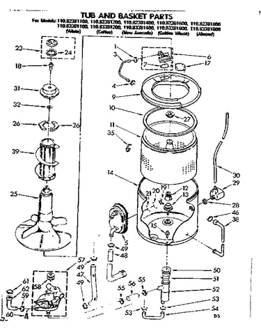 Tub and basket parts
