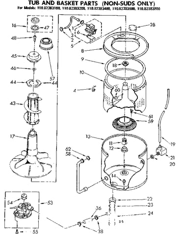 Tub and basket parts non-suds only