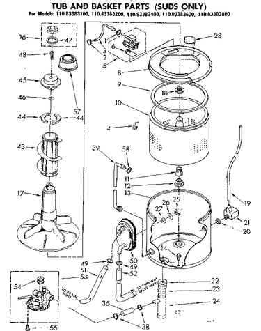 Tub and basket parts suds only
