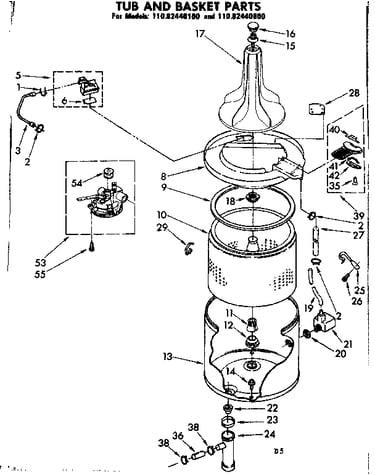 Tub and basket parts