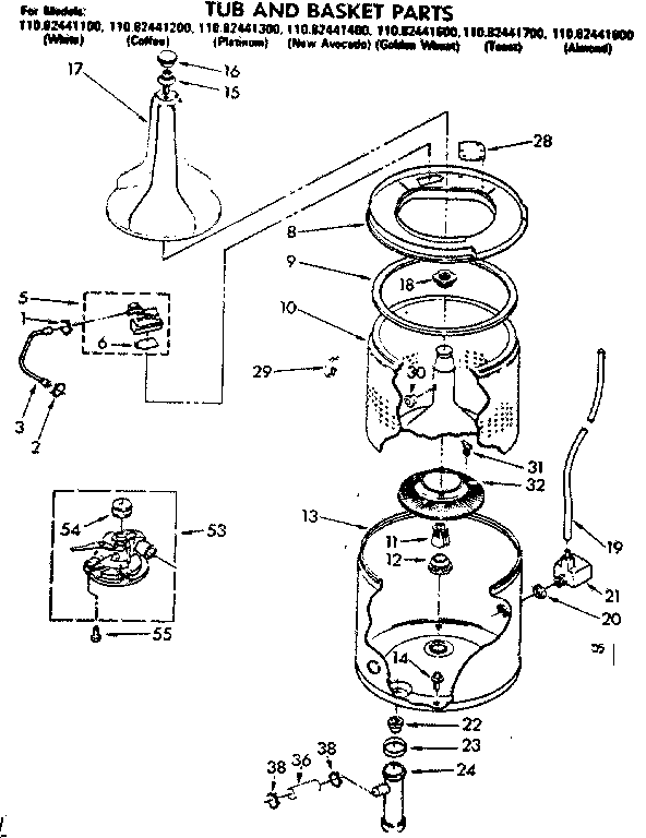 Tub and basket parts