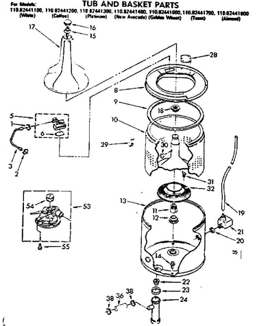 Tub and basket parts
