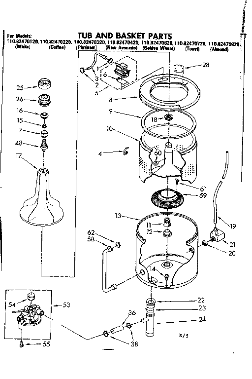 Tub and basket parts