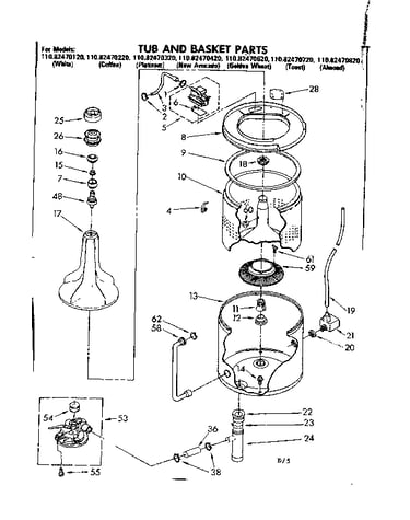 Tub and basket parts