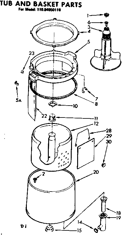 Tub and basket parts