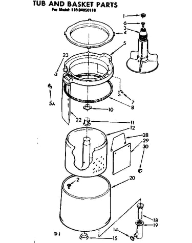 Tub and basket parts