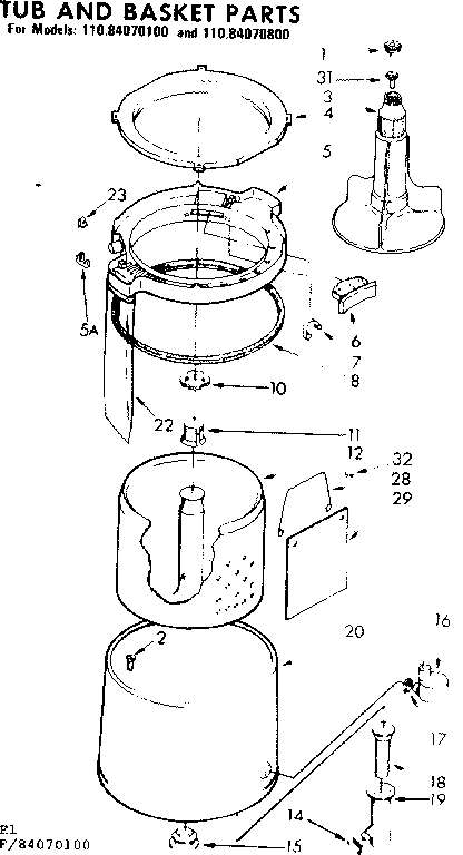Tub and basket parts