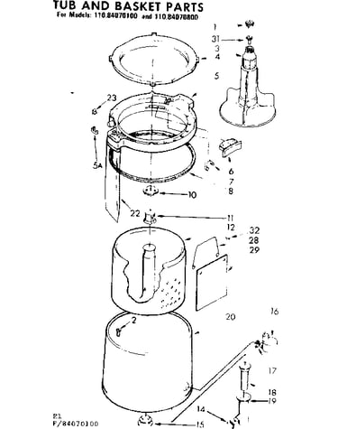 Tub and basket parts