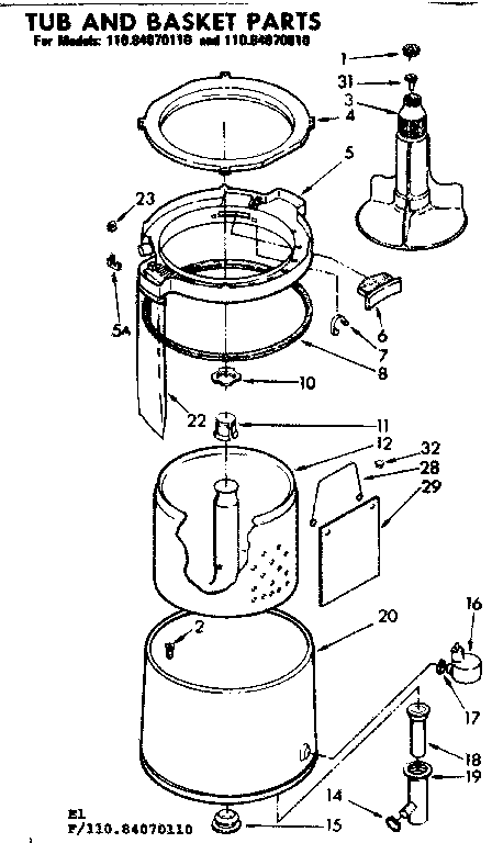 Tub and basket parts