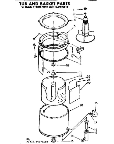 Tub and basket parts