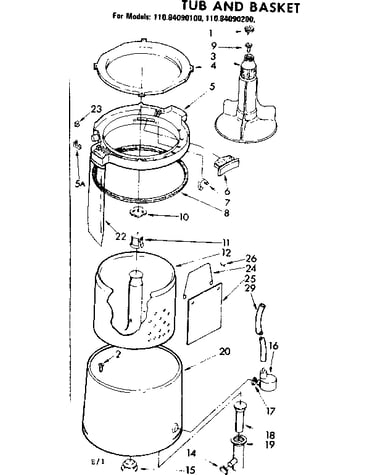 Tub and basket parts