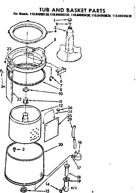 Tub and basket parts