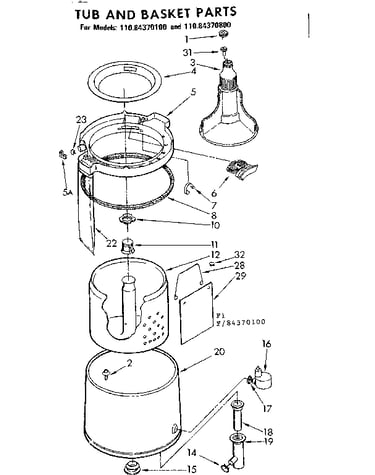 Tub and basket parts