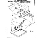 Kenmore 11086165400 top and console parts diagram