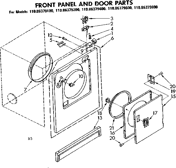 Front panel and door parts