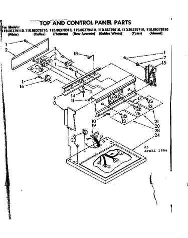 Top and control panel parts