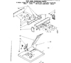 Kenmore 11086577200 top and console parts diagram